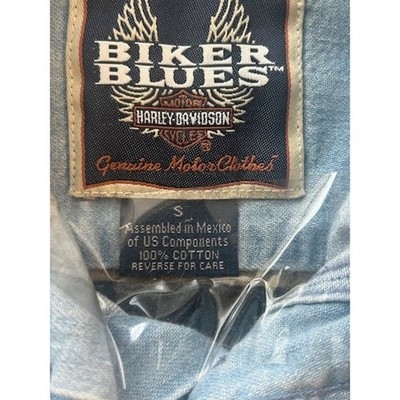 Vintage Harley Davidson Biker Blues Button Down Shirt Motorcycle Size Small - Image 4