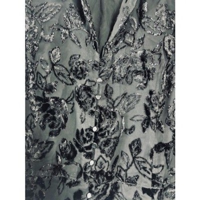 Talbots Evening Jacket Women's Size 12 Black Velvet Floral Burnout Blazer Top - Image 5