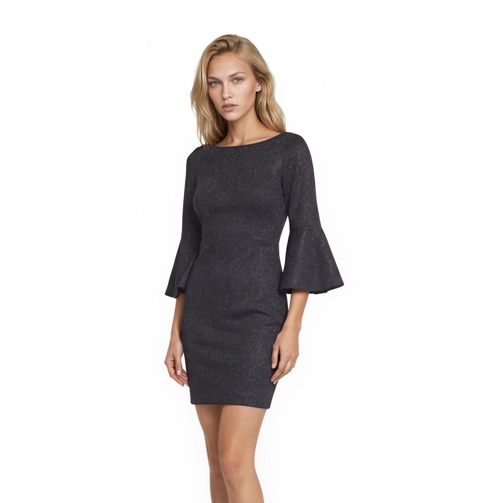 Vince Camuto Sheath Dress Womens Size 14 Black Metallic Bell Sleeve