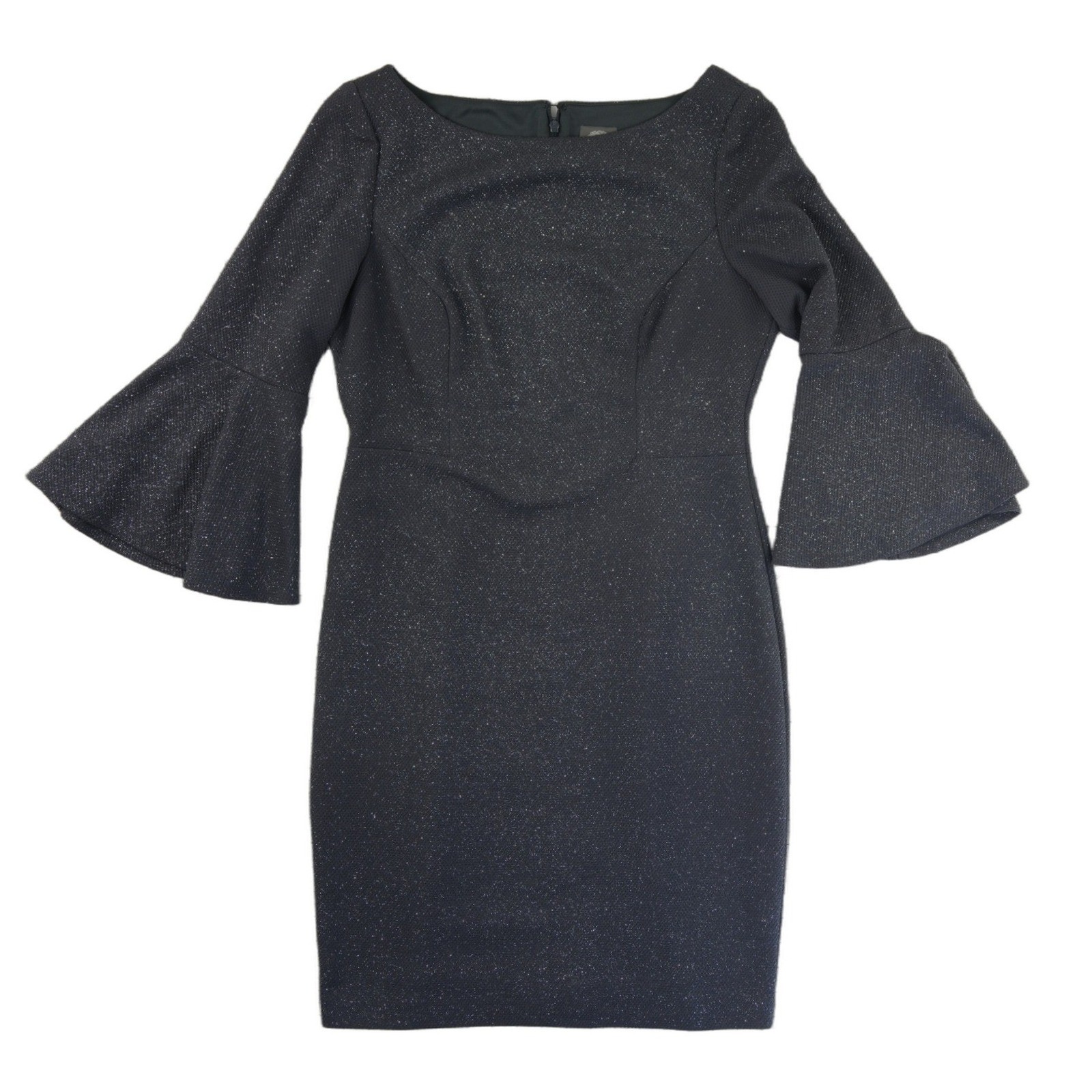 Vince Camuto Sheath Dress Womens Size 14 Black Metallic Bell Sleeve - Image 2