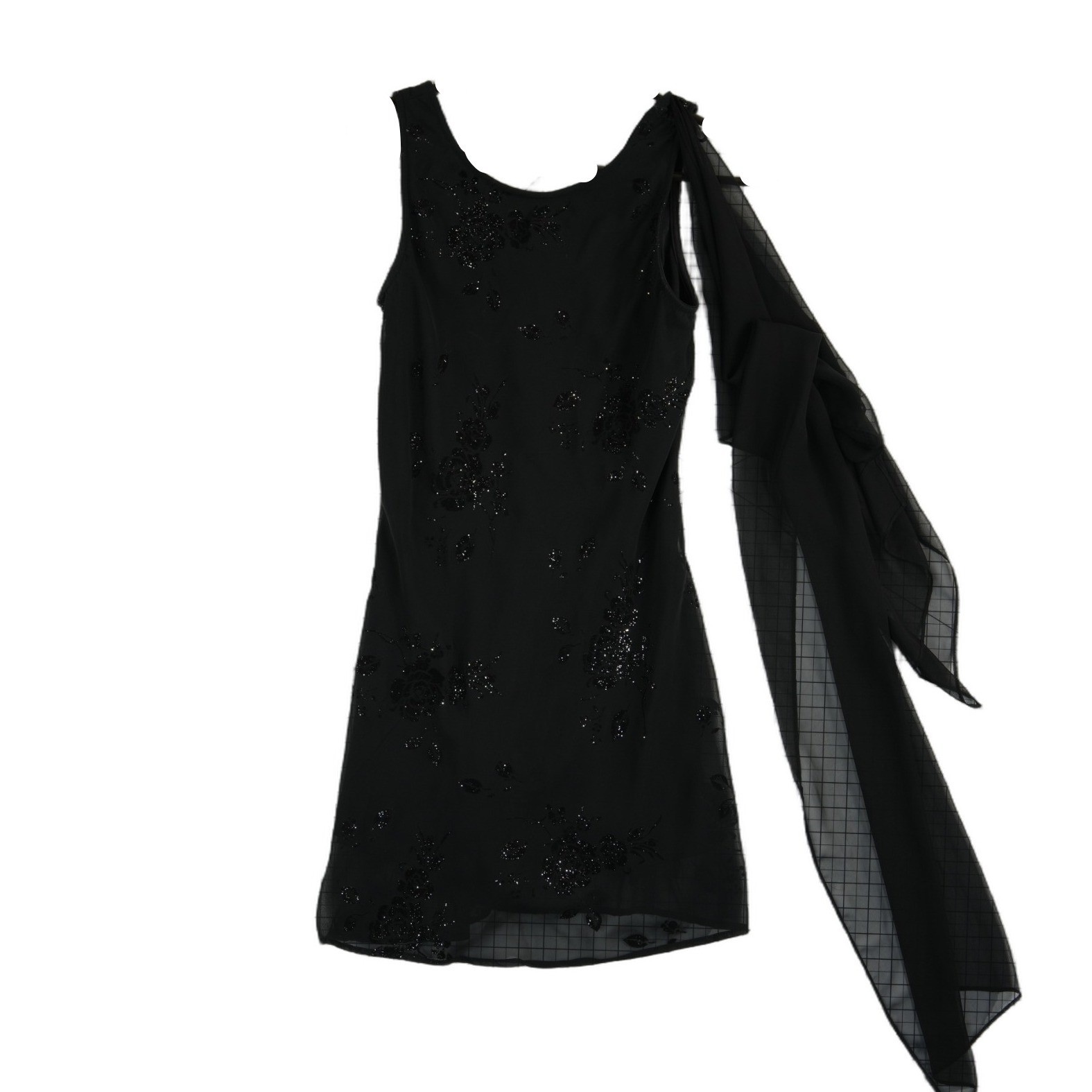 City Triangles Women's Size 5 Black Glitter Mini Dress Scarf Vintage - Image 2