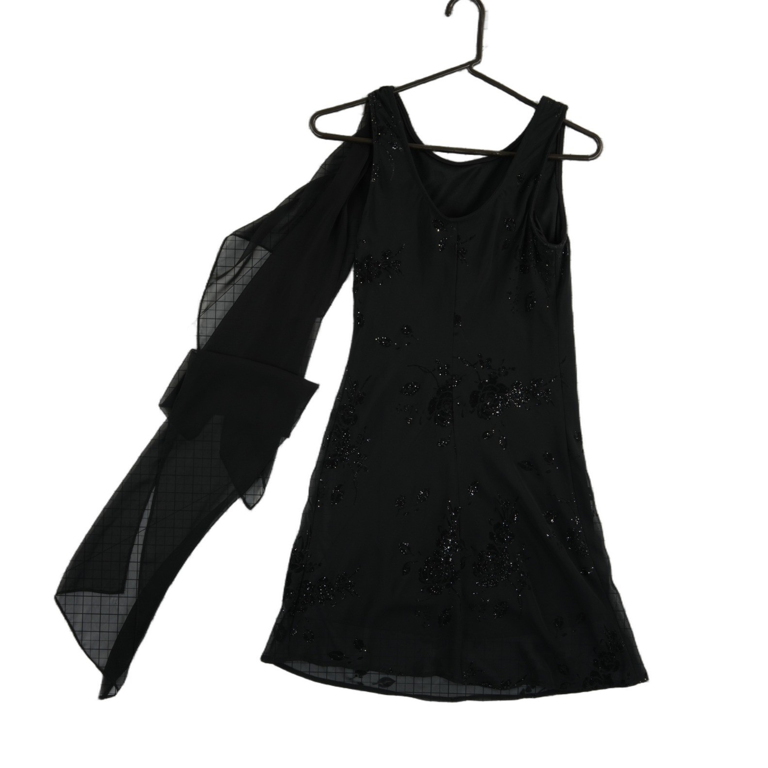 City Triangles Women's Size 5 Black Glitter Mini Dress Scarf Vintage - Image 3