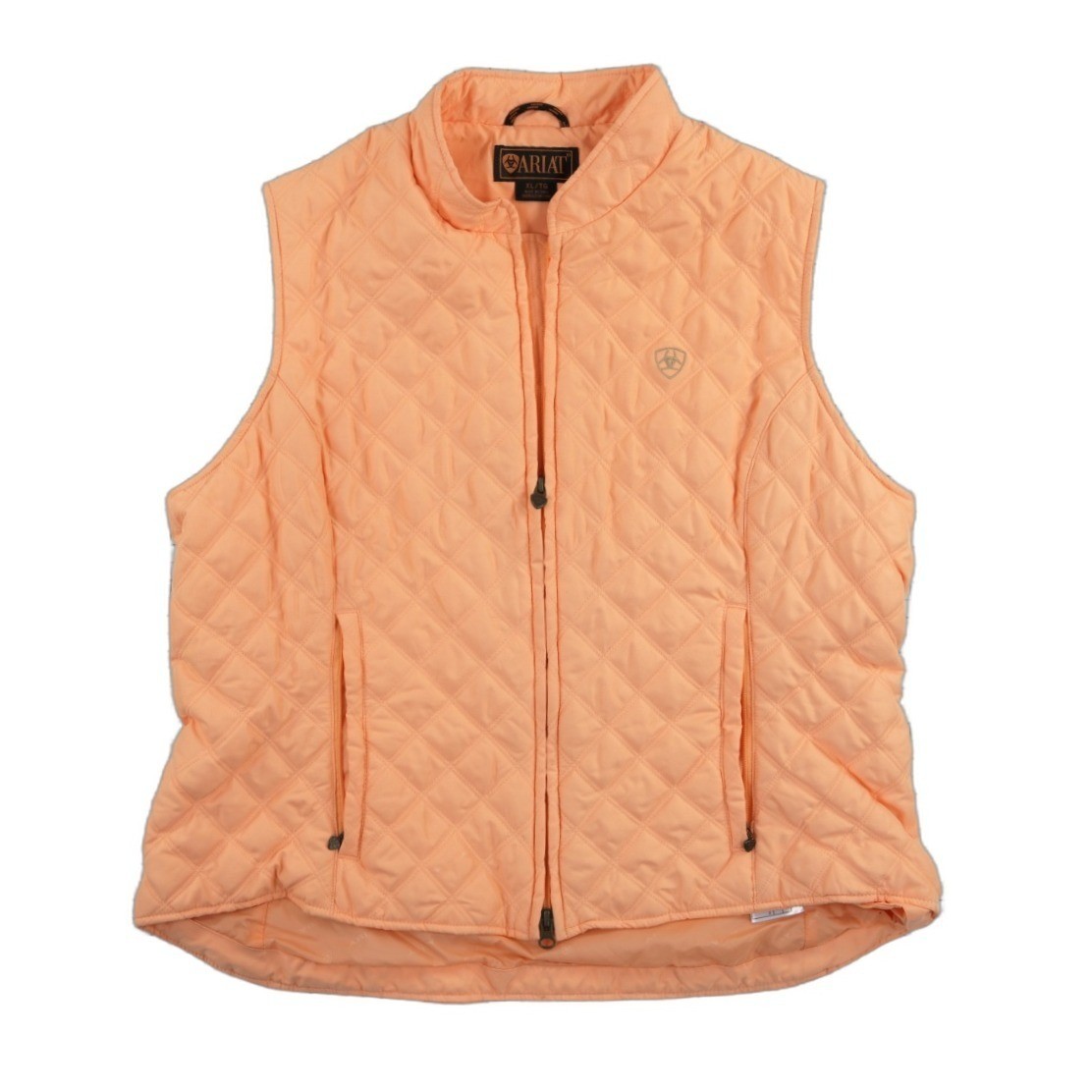 Ariat Quilted Puffer Vest Women's Size XL Peach Coral Diamond Zip Mock Neck