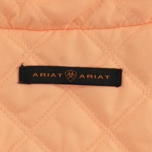 Ariat Quilted Puffer Vest Women's Size XL Peach Coral Diamond Zip Mock Neck - Image 5