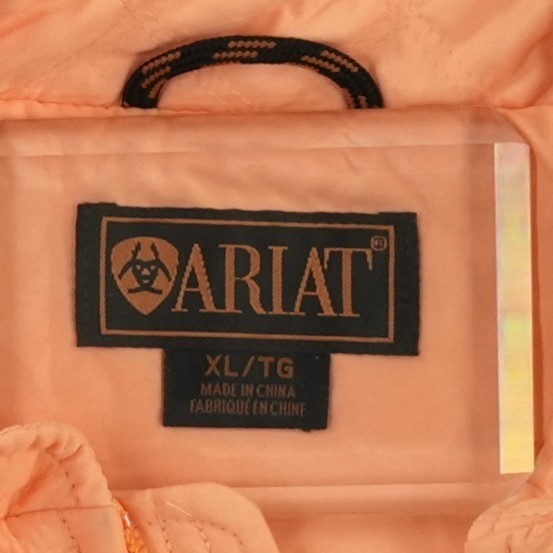 Ariat Quilted Puffer Vest Women's Size XL Peach Coral Diamond Zip Mock Neck - Image 6