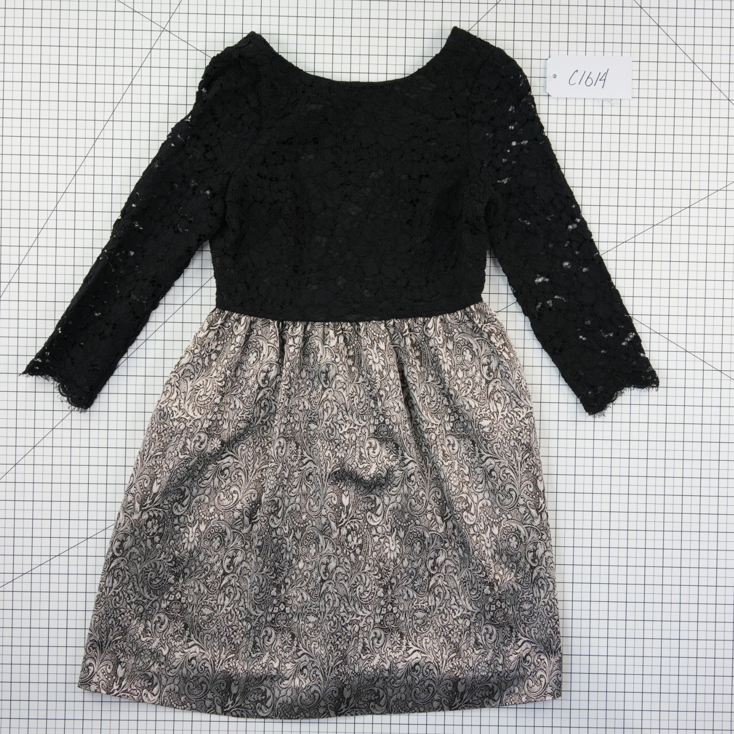 Erin Fetherston Cocktail Dress Women's Size 10 Black Silver Lace Brocade - Image 7