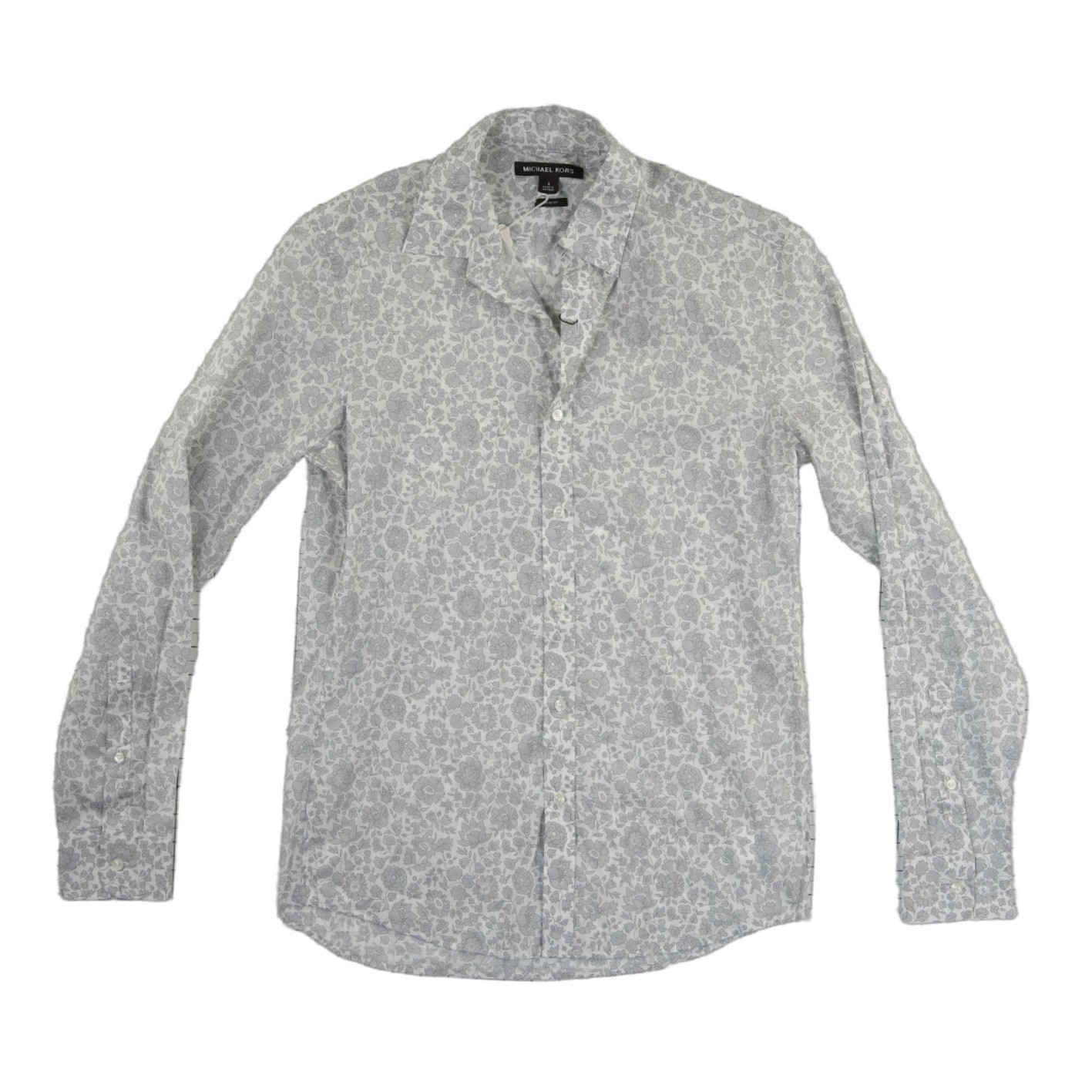 New Michael Kors Men's Size Small Nickel Grey Liberty Floral Slim Fit Shirt