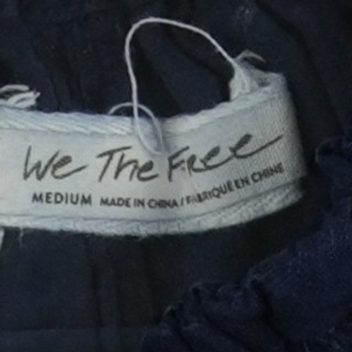 We The Free Peasant Blouse Women's Size Medium Navy Blue Boho Ruffle Tie Neck - Image 5