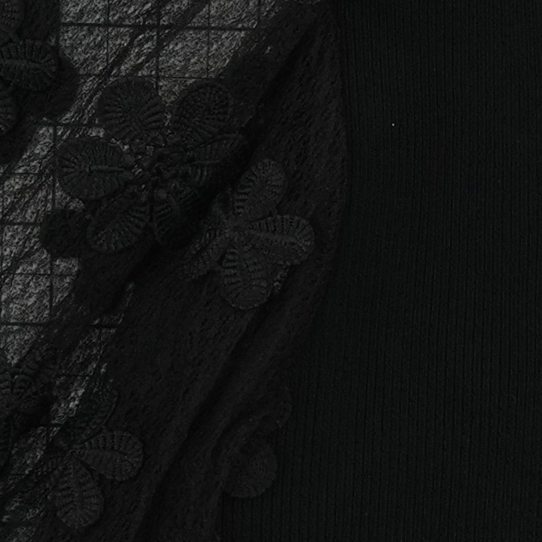 Dolan Left Coast Ribbed Knit Top Women's Size SP Black Puff Sleeve Sweater - Image 4