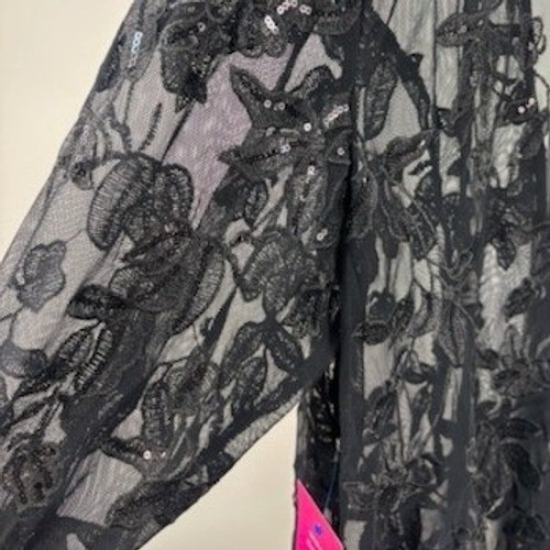 Alex Evenings Jacket Women Size 2X Black Floral Lace Sequin Open Cardigan Topper - Image 4