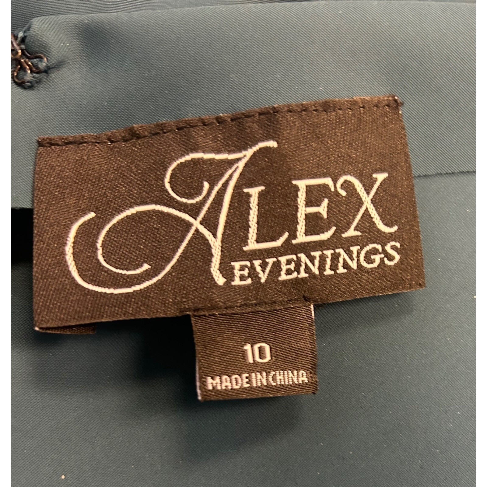 New Alex Evenings Deep Teal Scuba Dress Crystal Accents Women's Size 10 Cocktail - Image 5