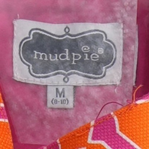 Mud Pie Dress Women's Size Medium Orange Pink Geometric Bow Back - Image 5