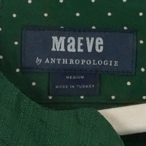 Maeve Anthropologie Dress Women's Size Medium Green Tiered Long Sleeve - Image 5