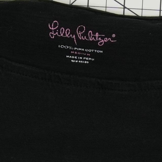 Lilly Pulitzer T-Shirt Dress Women's Size Medium Black Pima Cotton Ruffle - Image 4