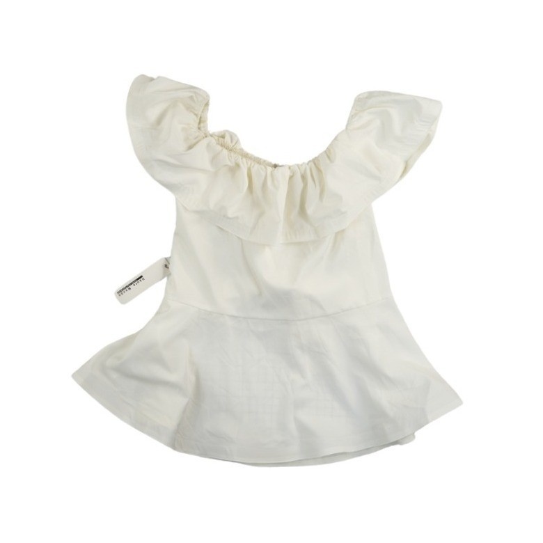 New Haute Monde Top Women's Size 1X Cream Off Shoulder Ruffle Peplum Tie - Image 3