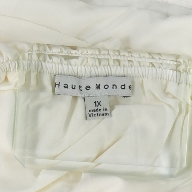 New Haute Monde Top Women's Size 1X Cream Off Shoulder Ruffle Peplum Tie - Image 4