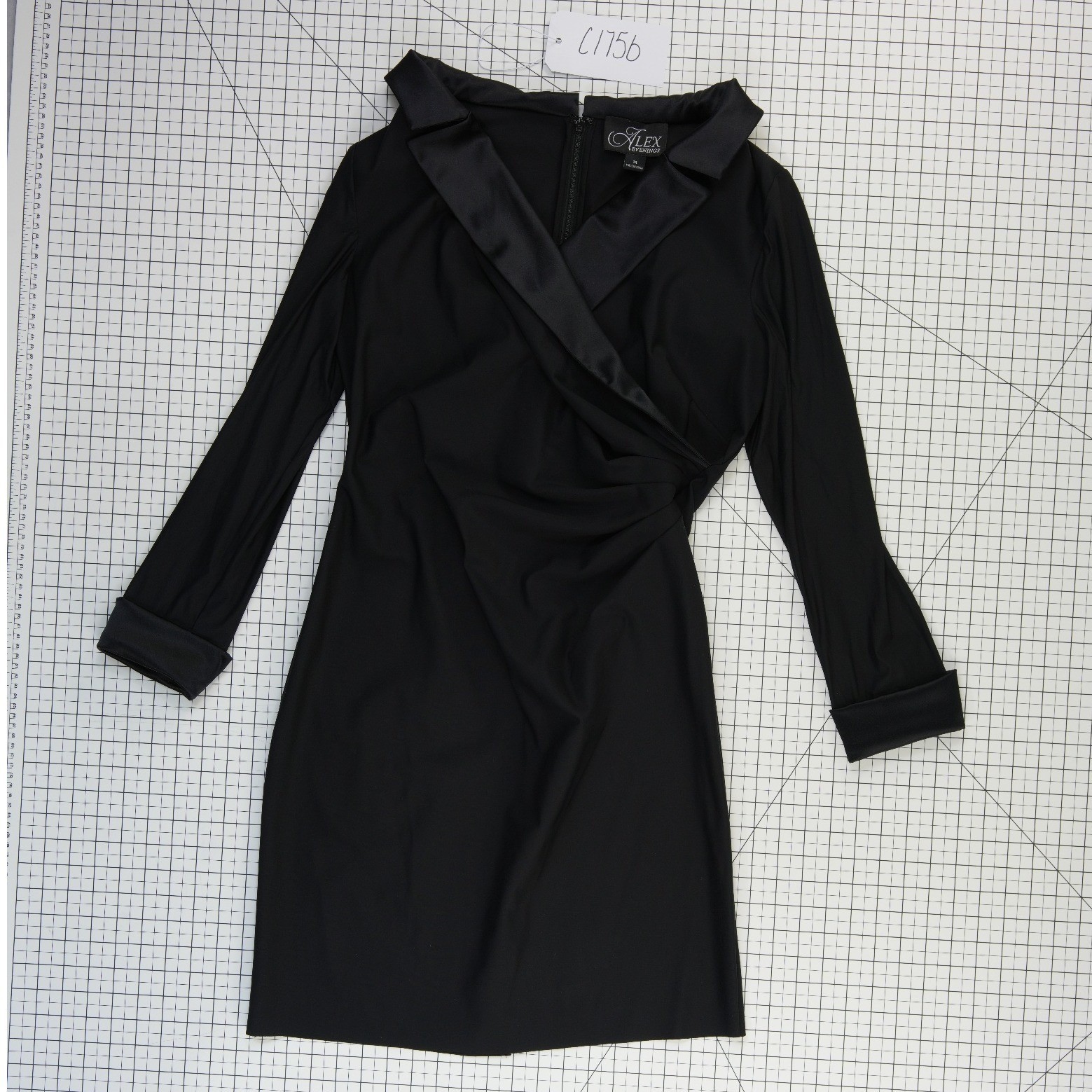 Alex Evenings Cocktail Dress Women's Size 14 Black Ruched Surplice Collar - Image 6