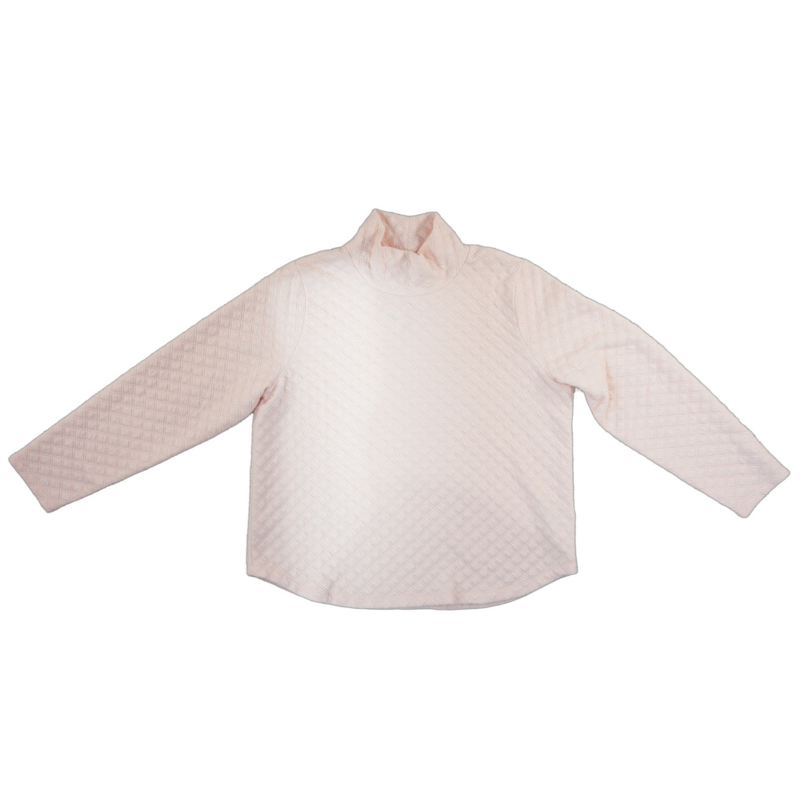 J Crew Quilted Pullover Top Women's Size XL Pink Mock Neck Diamond Sweater - Image 2