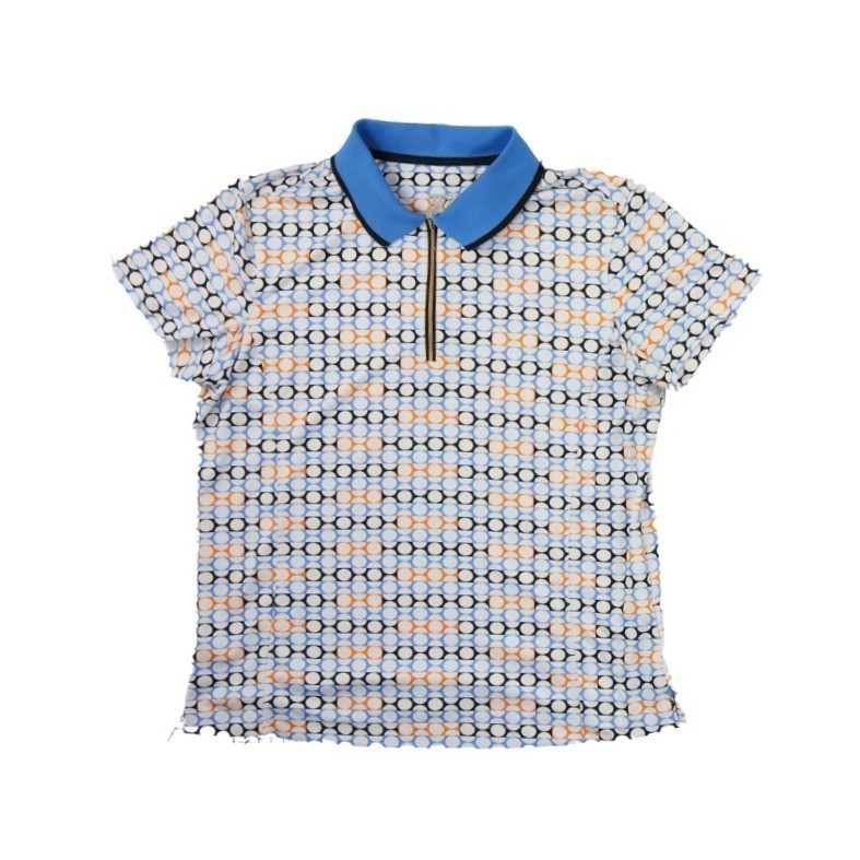 Tail Polo Shirt Women's Size Medium Blue Orange Geometric Quarter Zip Tennis Top - Image 2