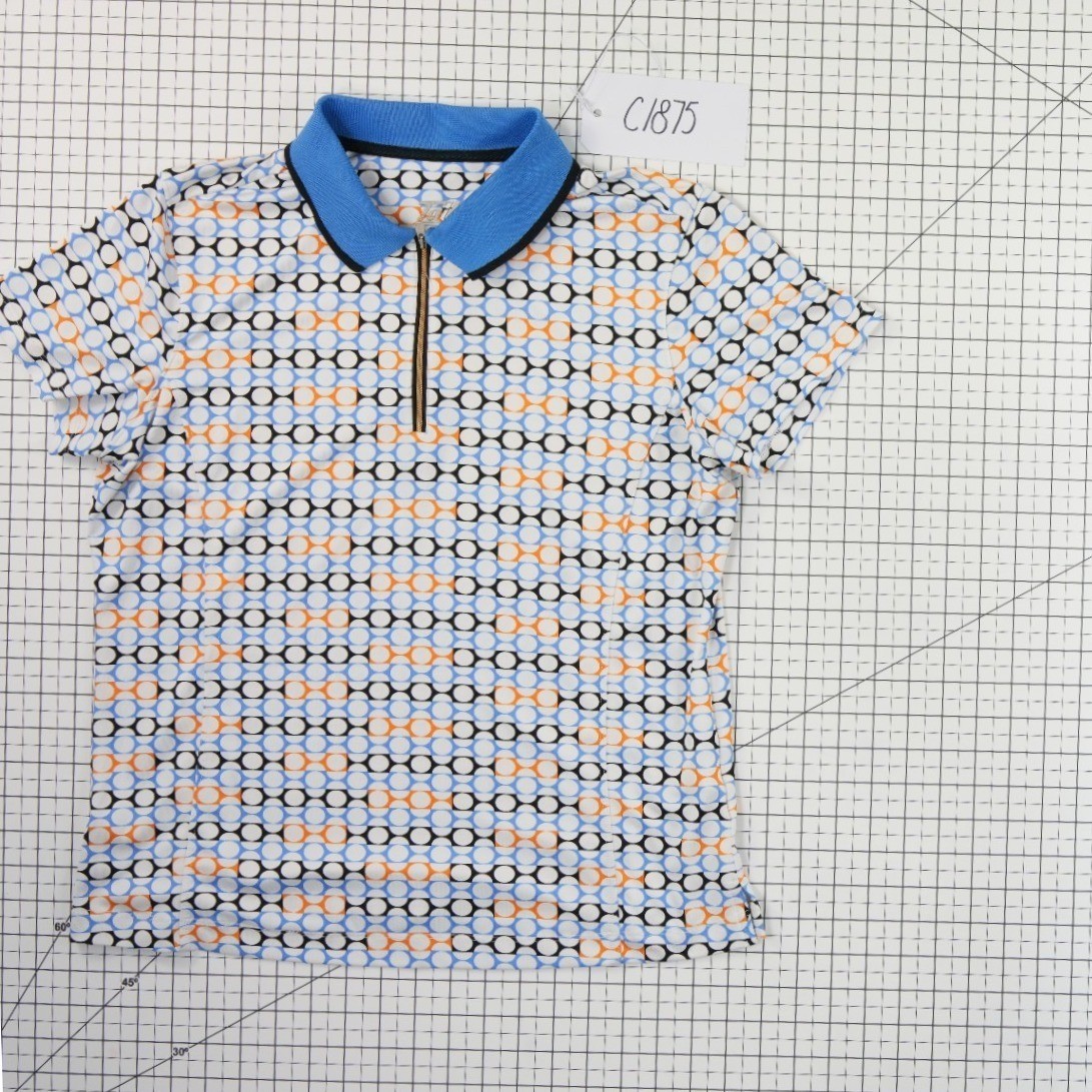 Tail Polo Shirt Women's Size Medium Blue Orange Geometric Quarter Zip Tennis Top - Image 7