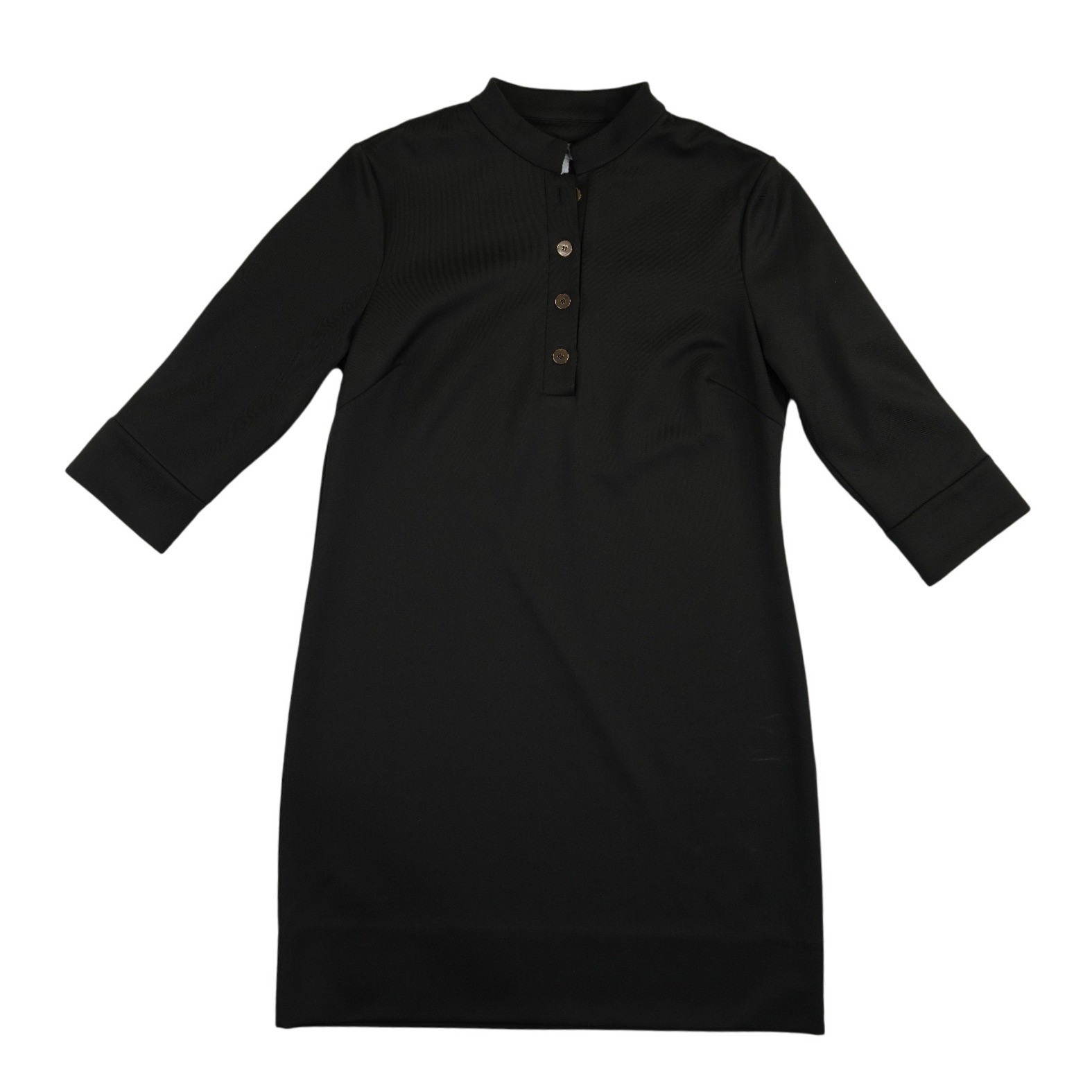 Gretchen Scott Shift Dress Women's Size Large Black Mandarin Collar Henley - Image 2