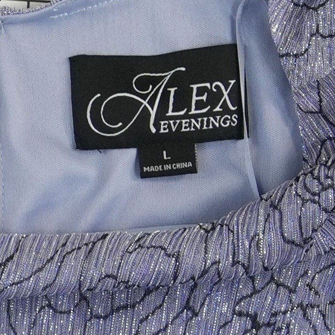 New Alex Evenings Blouse Women's Large Lavender Metallic Floral Bell Sleeve $139 - Image 3