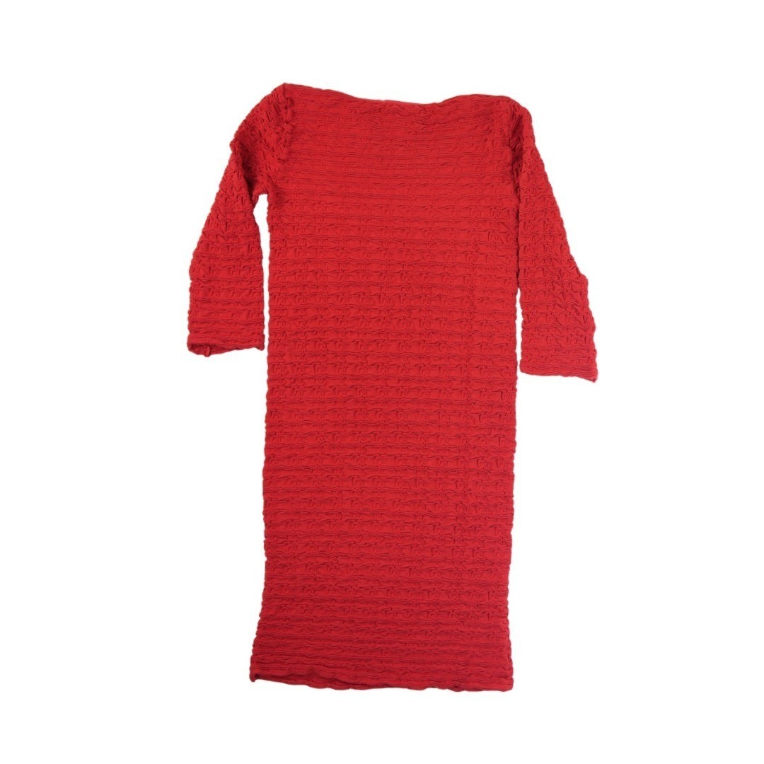 Tees by Tina Popcorn Dress Women's One Size Red Ruched Seamless Midi Bodycon - Image 2
