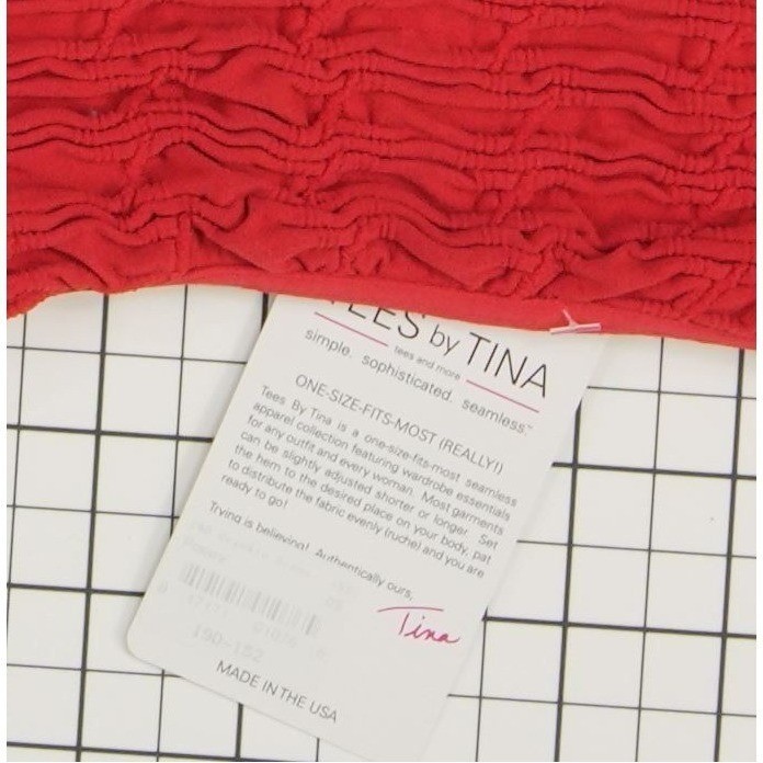 Tees by Tina Popcorn Dress Women's One Size Red Ruched Seamless Midi Bodycon - Image 3
