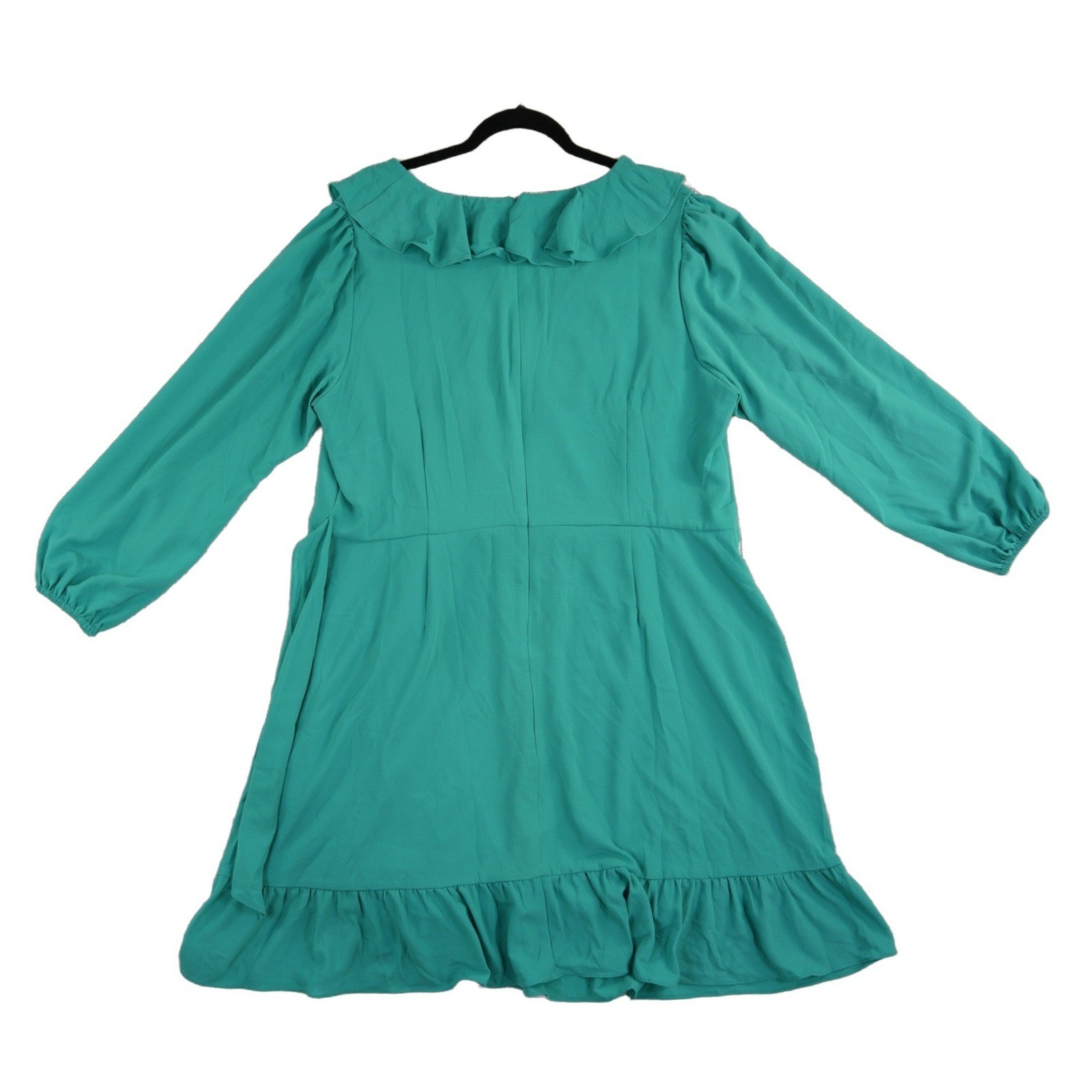 NWT London Times Wrap Dress Womens Size 20W Teal Ruffle V Neck Long Sleeve Derby - Image 3