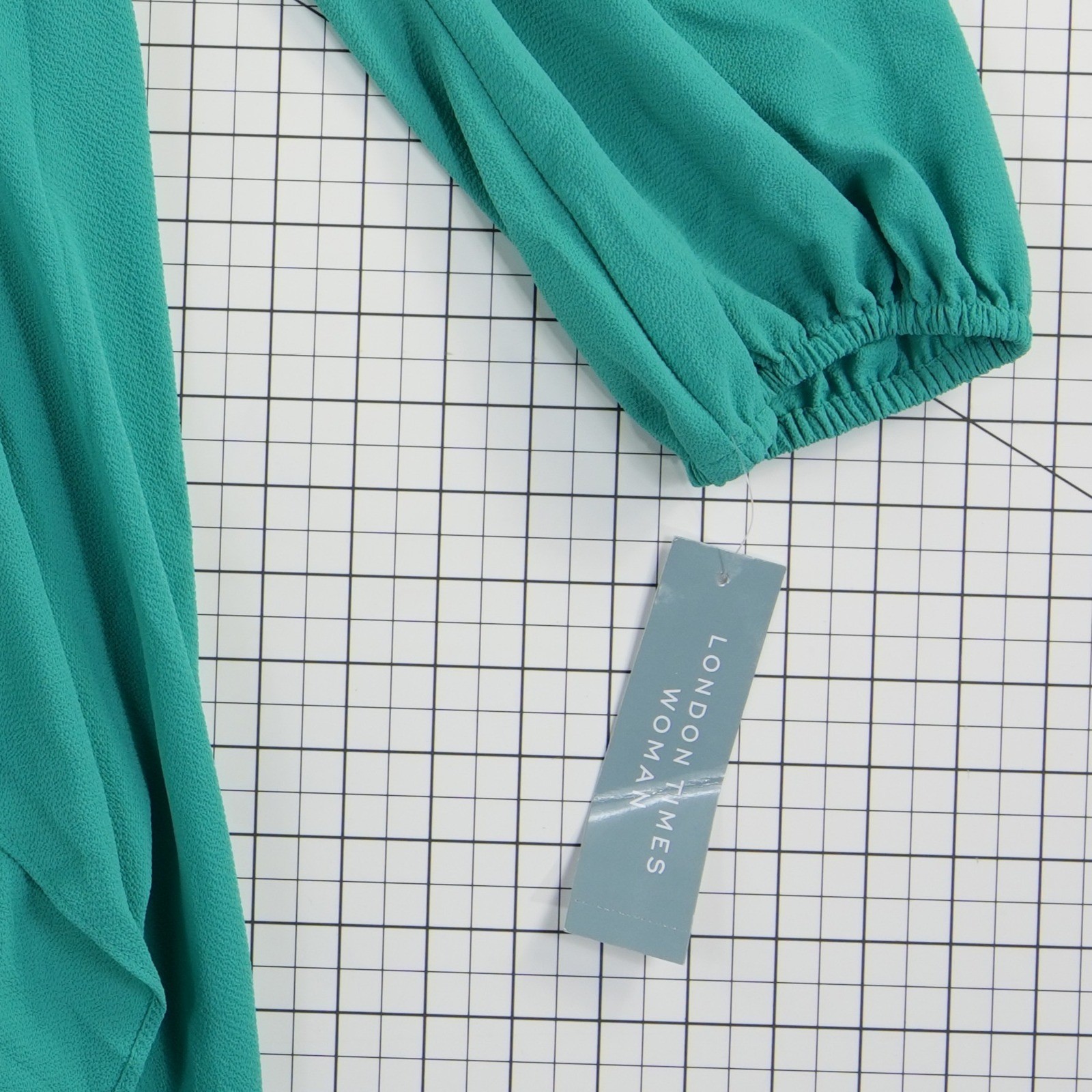 NWT London Times Wrap Dress Womens Size 20W Teal Ruffle V Neck Long Sleeve Derby - Image 4