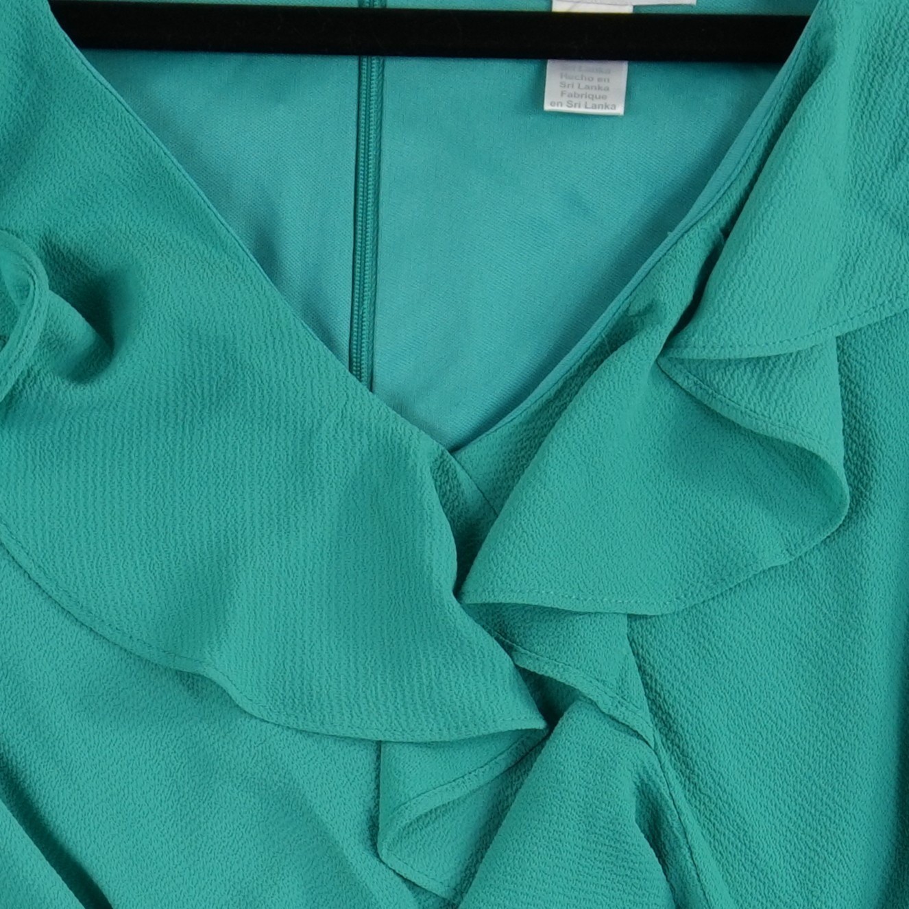 NWT London Times Wrap Dress Womens Size 20W Teal Ruffle V Neck Long Sleeve Derby - Image 5