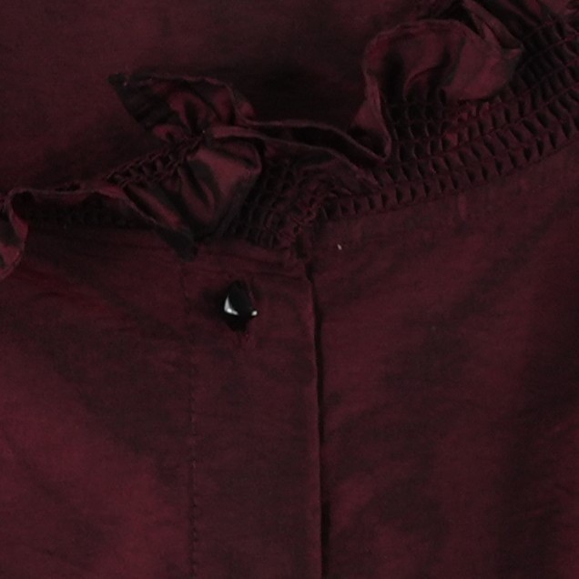 Antonio Melani Blouse Womens Size 14 Burgundy Ruffle Smocked Puff Sleeve - Image 4