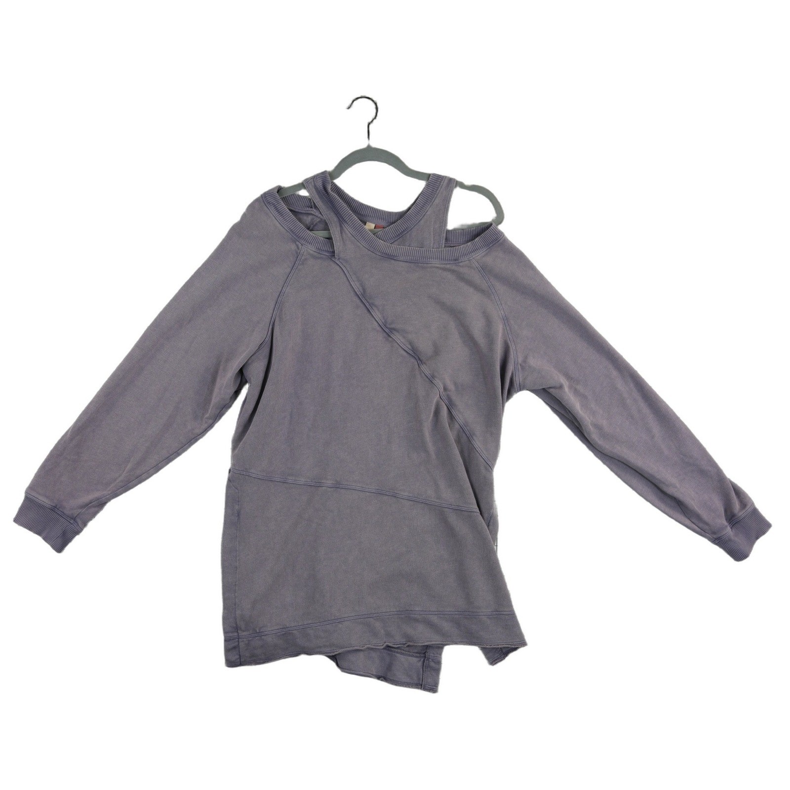 Pilcro Anthropologie Sweatshirt Women's Size Medium Purple Asymmetric Cotton - Image 2