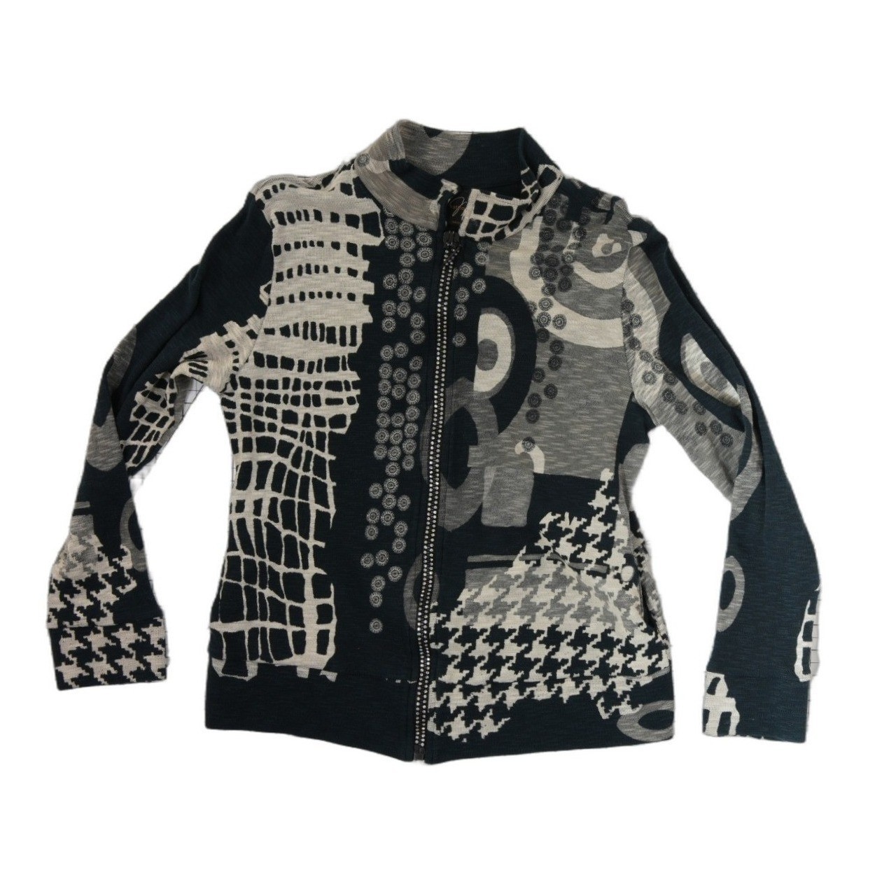 Katina Marie Jacket Women's Size Medium Black Gray Abstract Full Zip Vintage - Image 2