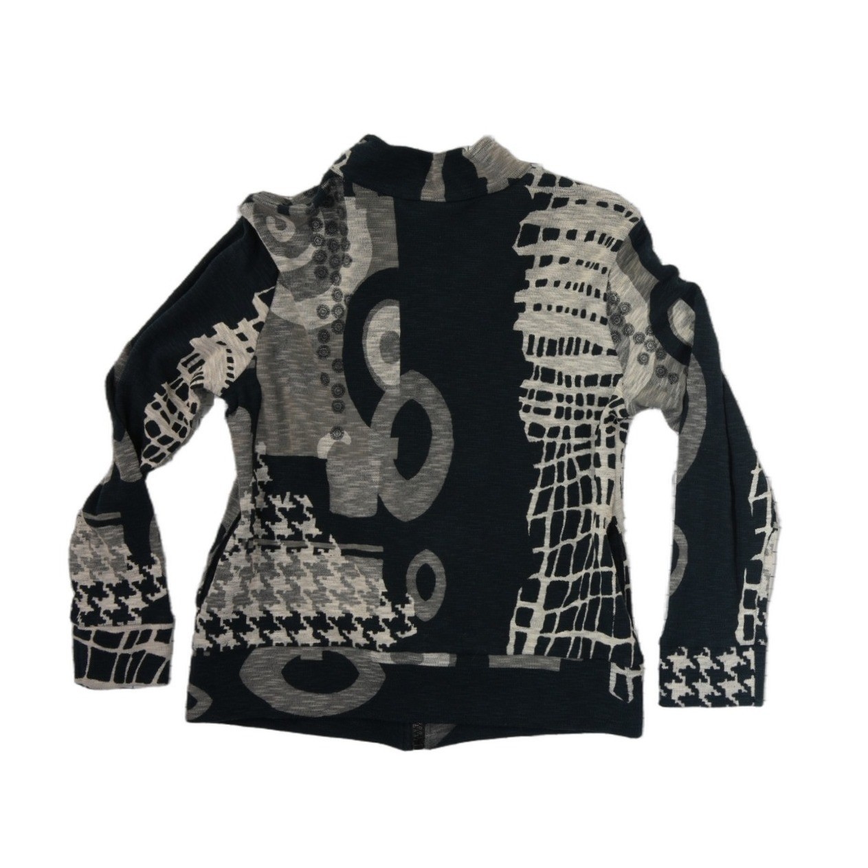 Katina Marie Jacket Women's Size Medium Black Gray Abstract Full Zip Vintage - Image 3