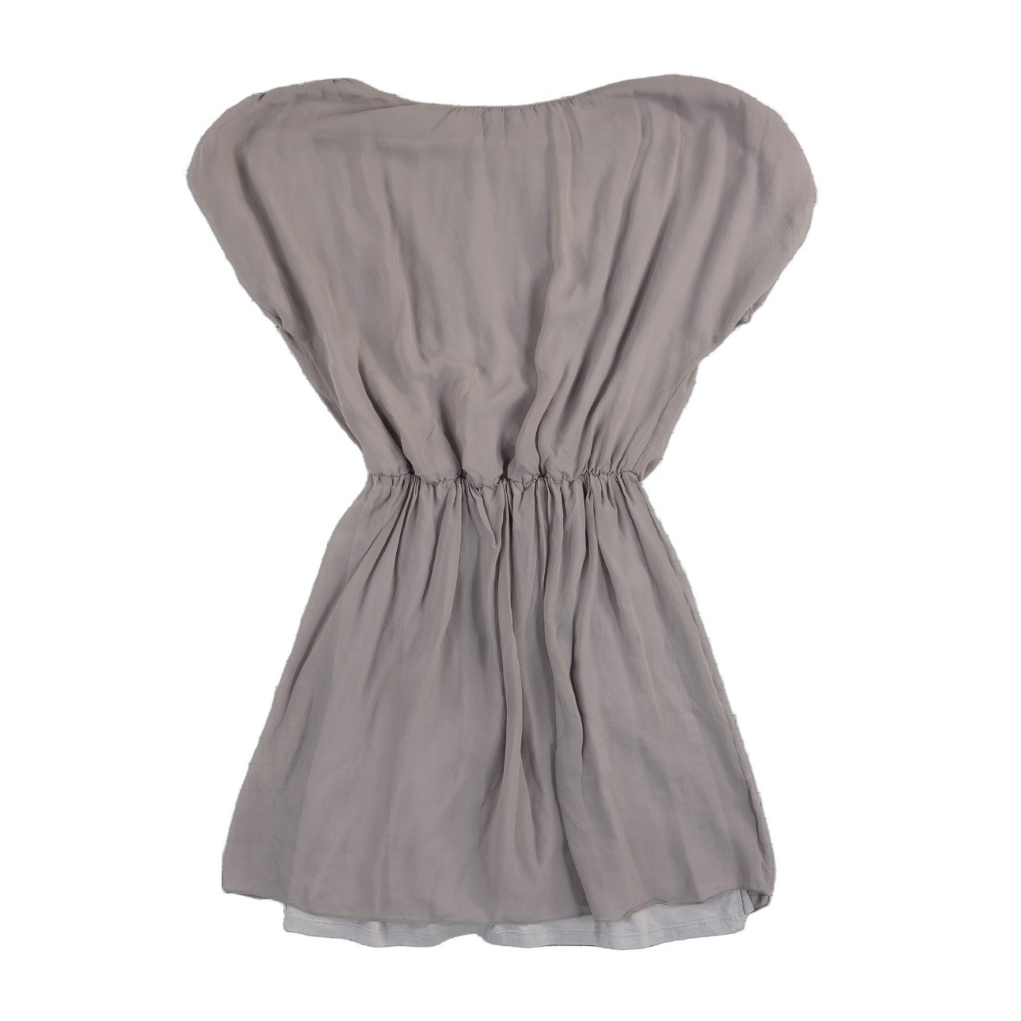Alice + Olivia Mini Dress Women's Size XS Taupe Grey Silk Blend Draped Cinched - Image 2