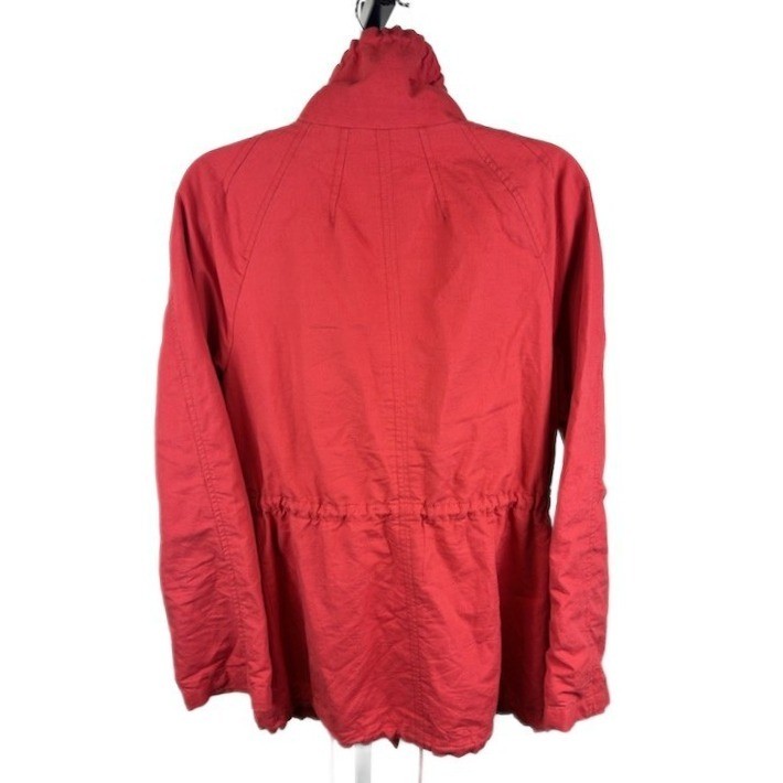 LOFT Women's Size Small Utility Jacket Coat Drawstring Waist & Stand Collar - Image 2