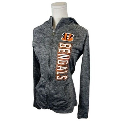 NFL Team Apparel Bengals Full Zip Hoodie Activewear Jacket Gray Size M - Image 2