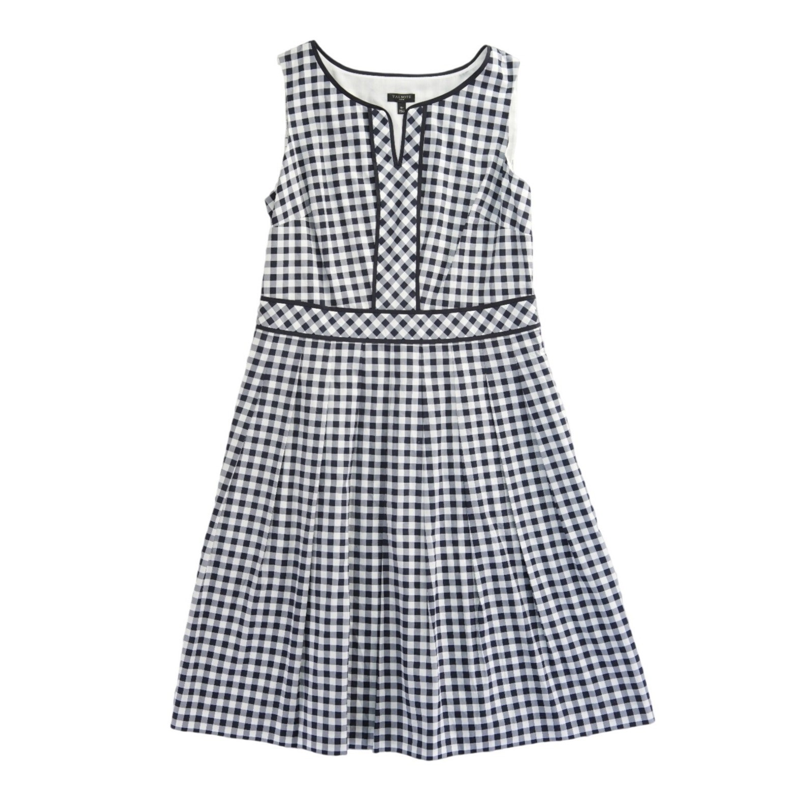 Talbots Dress Women's Size 8P Petite Navy White Gingham Fit Flare Kentucky Derby - Image 2