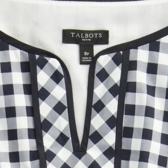 Talbots Dress Women's Size 8P Petite Navy White Gingham Fit Flare Kentucky Derby - Image 4