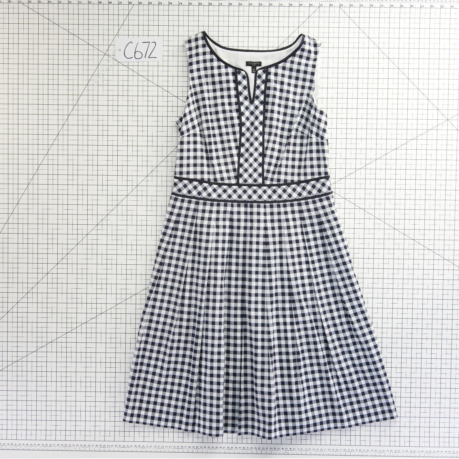Talbots Dress Women's Size 8P Petite Navy White Gingham Fit Flare Kentucky Derby - Image 7