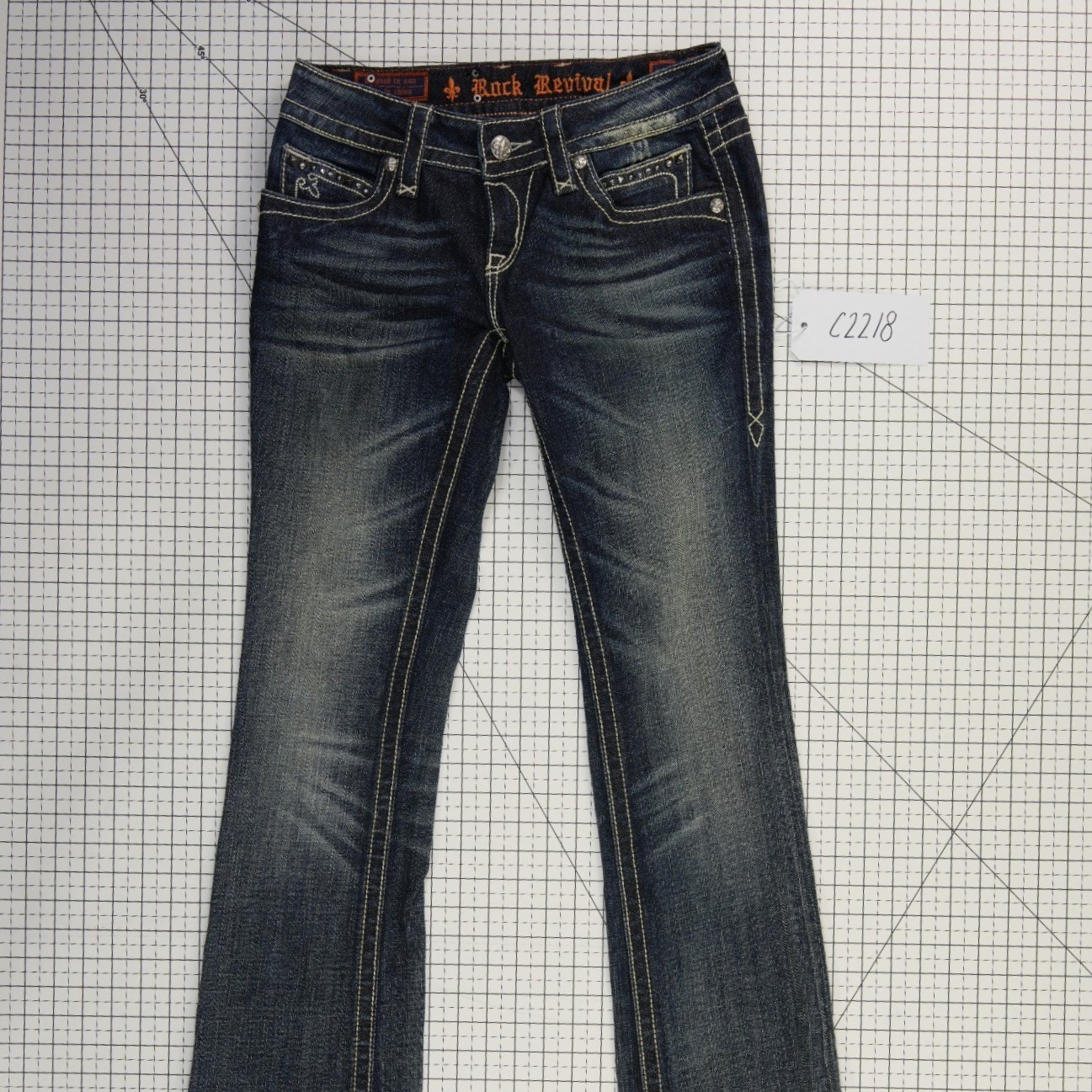 Rock Revival Bootcut Jeans Women's Size 28 Dark Wash Fleur De Lis Low Rise - Image 5