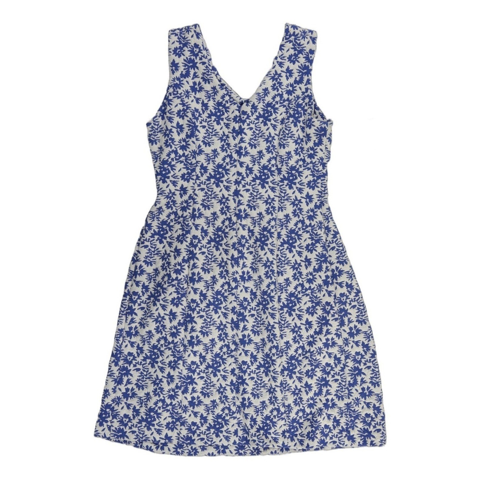 Tyler Boe Shift Dress Women's Size Medium Blue White Floral Jacquard Sleeveless - Image 2