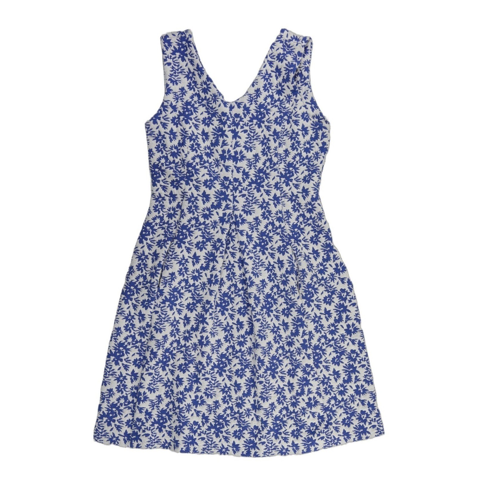 Tyler Boe Shift Dress Women's Size Medium Blue White Floral Jacquard Sleeveless - Image 3