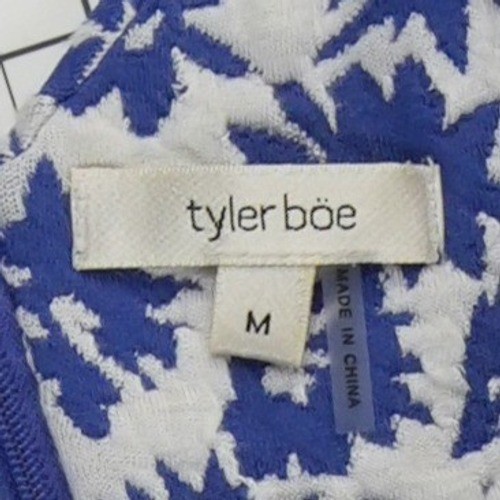 Tyler Boe Shift Dress Women's Size Medium Blue White Floral Jacquard Sleeveless - Image 4