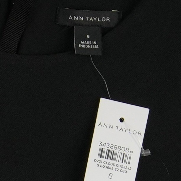 NEW Ann Taylor Fit & Flare Dress Women's Size 8 Black Short Sleeve Crew Neck - Image 4