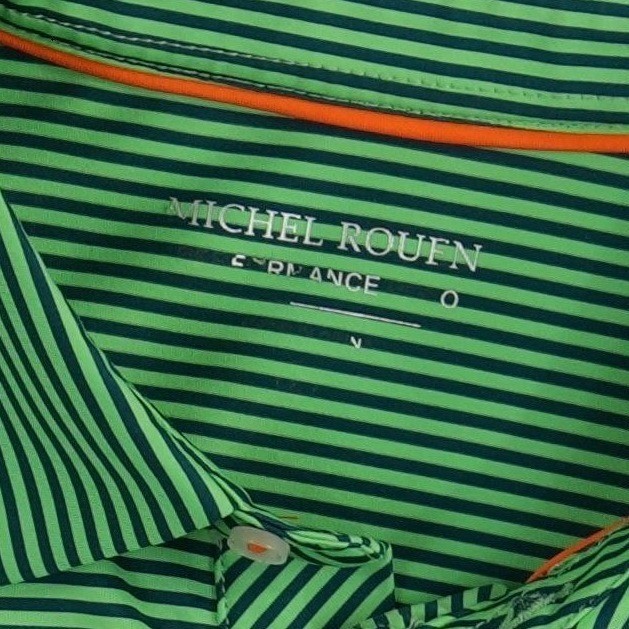 Michel Rouen Polo Shirt Men's Size Large Green Striped Performance Golf - Image 3