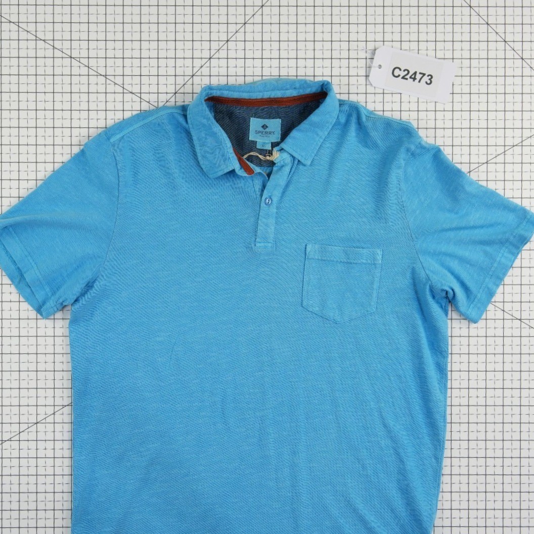 New Sperry Polo Shirt Men's Size XL Blue Slub Jersey Pocket Golf Top - Image 5