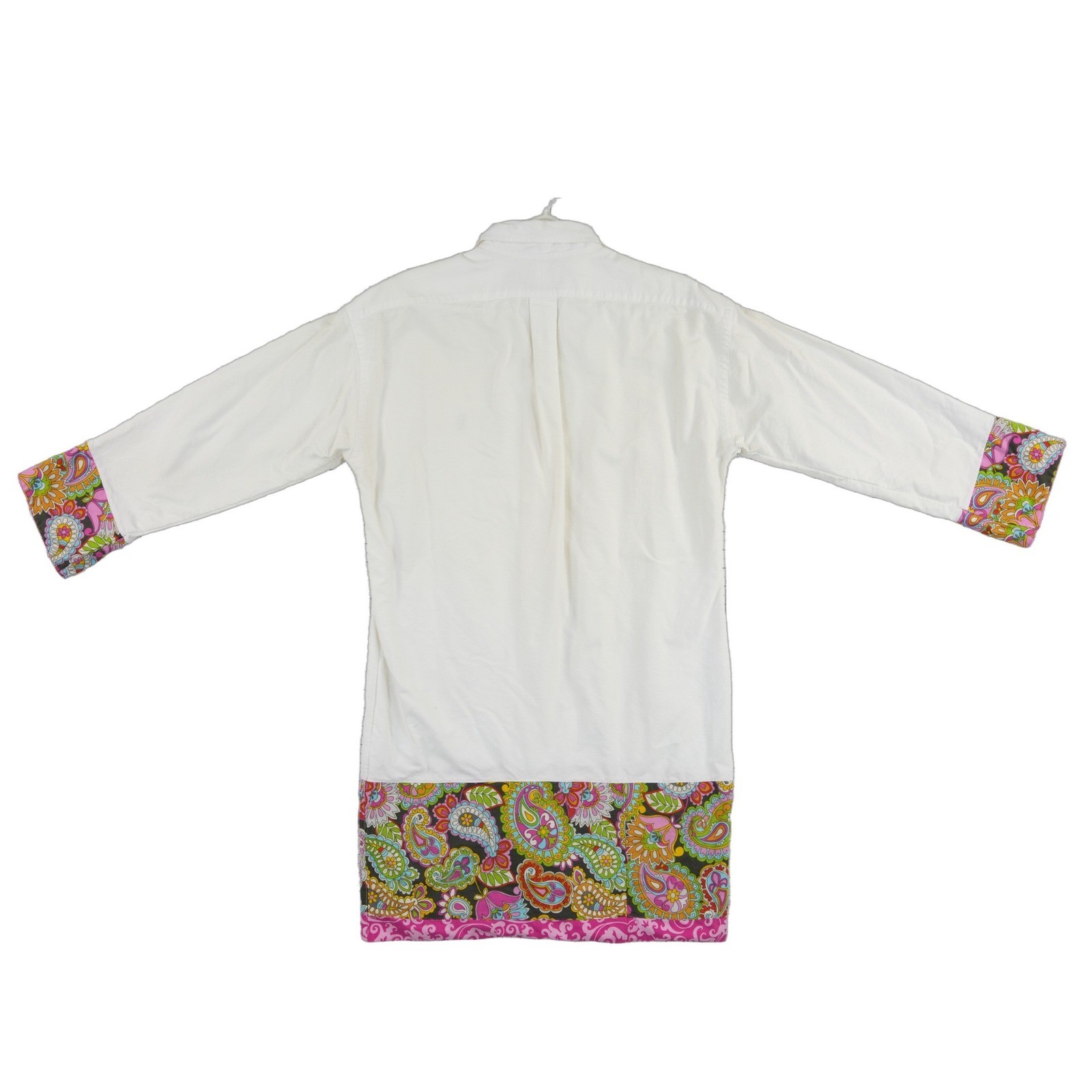 Ralph Lauren Shirt Dress Women's Size Medium White Cotton Oxford Paisley Trim - Image 3