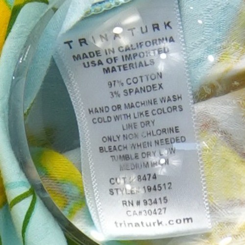 Trina Turk Lemon Shorts Women's Size 8 Blue Yellow Cotton Spandex - Image 4